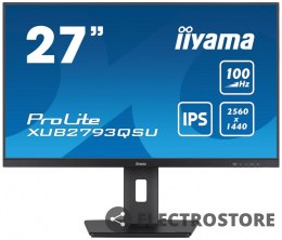 IIYAMA Monitor 27 cali ProLite XUB2793QSU-B6 IPS,QHD,HAS(150mm),100Hz,HDMI,DP,2x2W 2xUSB(3.2),FreeSync