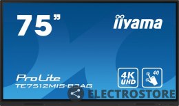 IIYAMA Monitor 75 cali ProLite TE7512MIS-B3AG,INFRARED,40pkt,IPS,4K, 24/7, 7H, WiFi,VGA, HDMI, USB-c, Bluetooth,metal,8ms, vesa, głośni