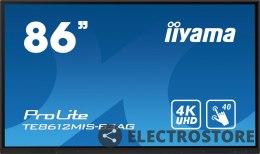 IIYAMA Monitor 85.6 cala ProLite TE8612MIS-B3AG,INFRARED,40pkt,VA,4K, 24/7, 7H, WiFi,VGA, HDMI, USB-c, Bluetooth,metal,8ms, vesa, głośn