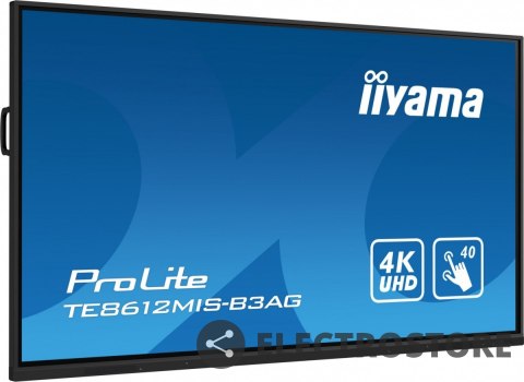 IIYAMA Monitor 85.6 cala ProLite TE8612MIS-B3AG,INFRARED,40pkt,VA,4K, 24/7, 7H, WiFi,VGA, HDMI, USB-c, Bluetooth,metal,8ms, vesa, głośn IIYAMA Monitor 85.6 cala ProLite TE8612MIS-B3AG,INFRARED,40pkt,VA,4K, 24/7, 7H, WiFi,VGA, HDMI, USB-c, Bluetooth,metal,8ms, vesa, głośn