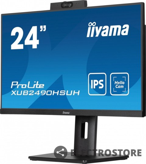 IIYAMA Monitor 24 cale XUB2490HSUH-B1 IPS,FHD,CAM,MIC,HDMI,DP,3xUSB(3.2), 100Hz,250cd,4ms,ADAPTIVE SYNC,FlickerFree,2x2W,WINDOWS HELLO IIYAMA Monitor 24 cale XUB2490HSUH-B1 IPS,FHD,CAM,MIC,HDMI,DP,3xUSB(3.2), 100Hz,250cd,4ms,ADAPTIVE SYNC,FlickerFree,2x2W,WINDOWS HELLO