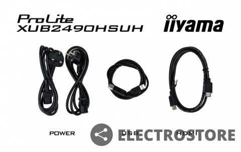 IIYAMA Monitor 24 cale XUB2490HSUH-B1 IPS,FHD,CAM,MIC,HDMI,DP,3xUSB(3.2), 100Hz,250cd,4ms,ADAPTIVE SYNC,FlickerFree,2x2W,WINDOWS HELLO IIYAMA Monitor 24 cale XUB2490HSUH-B1 IPS,FHD,CAM,MIC,HDMI,DP,3xUSB(3.2), 100Hz,250cd,4ms,ADAPTIVE SYNC,FlickerFree,2x2W,WINDOWS HELLO