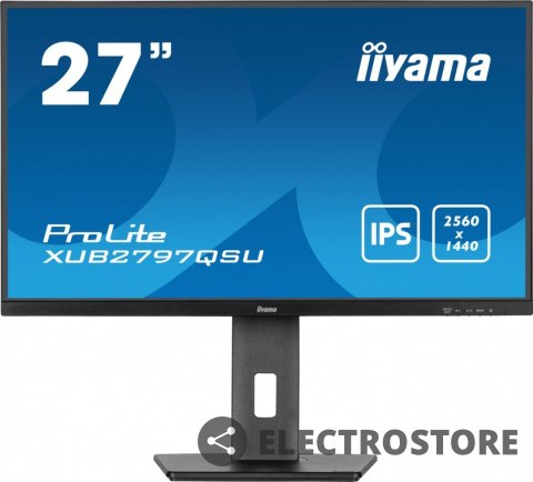 IIYAMA Monitor 27 cali XUB2797QSU-B1 IPS,HDMI,DP,100Hz,QHD,HAS(150mm),1ms, 2xUSB(3.2),2x2W,ADAPTIVE SYNC,FlickerFree /5y/