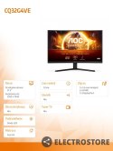 AOC Monitor CQ32G4VE 31.5 cala Fast VA Zakrzywiony 180Hz HDMIx2 DP