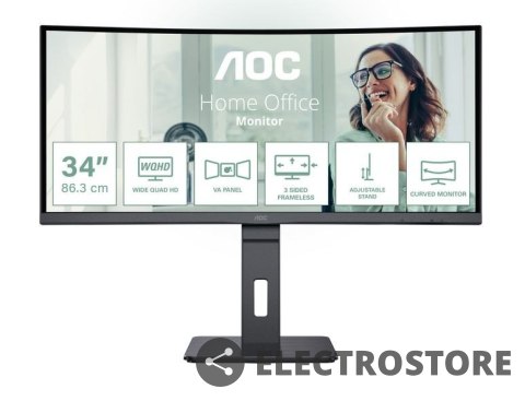 AOC Monitor CU34P3CV 34 cale 100Hz Curved VA HDMI DP USB-C