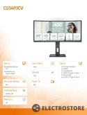 AOC Monitor CU34P3CV 34 cale 100Hz Curved VA HDMI DP USB-C