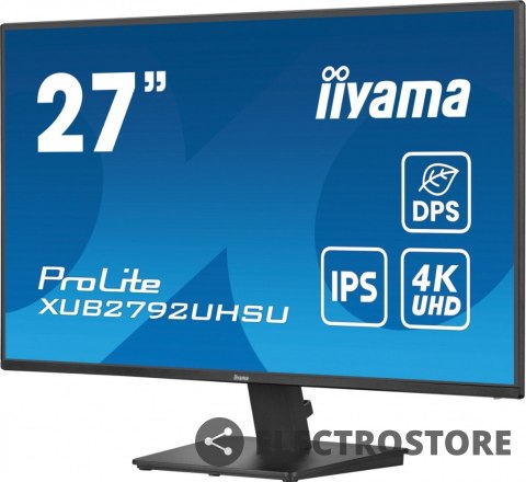 IIYAMA Monitor 27 cali XU2792UHSU-B6 4K,IPS,DP,HDMI,USB-C Power delivery, 350 cd, DPS IIYAMA Monitor 27 cali XU2792UHSU-B6 4K,IPS,DP,HDMI,USB-C Power delivery, 350 cd, DPS