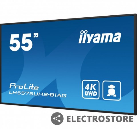 IIYAMA Monitor 54.6 cali ProLite LH5575UHS-B1AG 24/7,IPS,ANDROID.11,4K,500cd/m2,WiFi,3xHDMI,DP,Daisy/Chain,2xUSB,2x10W,RJ45,iiSignage2, IIYAMA Monitor 54.6 cali ProLite LH5575UHS-B1AG 24/7,IPS,ANDROID.11,4K,500cd/m2,WiFi,3xHDMI,DP,Daisy/Chain,2xUSB,2x10W,RJ45,iiSignage2,