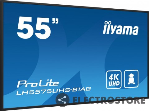 IIYAMA Monitor 54.6 cali ProLite LH5575UHS-B1AG 24/7,IPS,ANDROID.11,4K,500cd/m2,WiFi,3xHDMI,DP,Daisy/Chain,2xUSB,2x10W,RJ45,iiSignage2, IIYAMA Monitor 54.6 cali ProLite LH5575UHS-B1AG 24/7,IPS,ANDROID.11,4K,500cd/m2,WiFi,3xHDMI,DP,Daisy/Chain,2xUSB,2x10W,RJ45,iiSignage2,