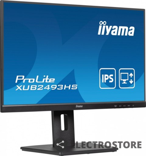 IIYAMA Monitor ProLite 23.8 cala XUB2493HS-B6 A, IPS, HDMI, DP, 2x2W, HAS, 300cd/m2, obrót stopy 120 stopni IIYAMA Monitor ProLite 23.8 cala XUB2493HS-B6 A, IPS, HDMI, DP, 2x2W, HAS, 300cd/m2, obrót stopy 120 stopni