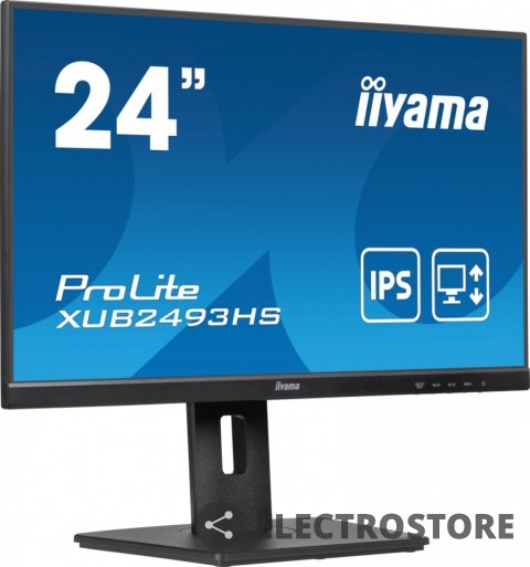 IIYAMA Monitor ProLite 23.8 cala XUB2493HS-B6 A, IPS, HDMI, DP, 2x2W, HAS, 300cd/m2, obrót stopy 120 stopni IIYAMA Monitor ProLite 23.8 cala XUB2493HS-B6 A, IPS, HDMI, DP, 2x2W, HAS, 300cd/m2, obrót stopy 120 stopni