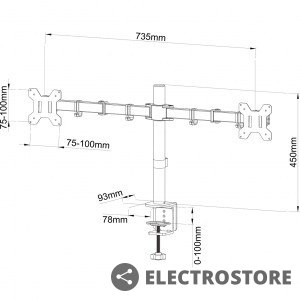 ART Uchwyt do 2 monitorów LED/LCD 13-27" L-02N ART Uchwyt do 2 monitorów LED/LCD 13-27" L-02N