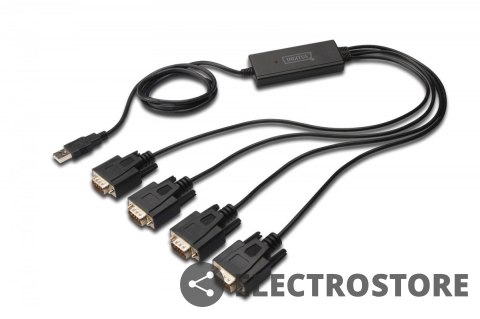 Digitus Konwerter/Adapter USB 2.0 do 4x RS232 (DB9) z kablem USB A M/Ż dł. 1,5m