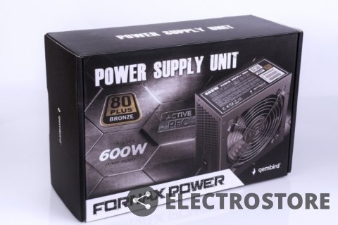 Gembird Zasilacz ATX 80+Bronze 600W aktywne PFC, 12cm wentylator Gembird Zasilacz ATX 80+Bronze 600W aktywne PFC, 12cm wentylator