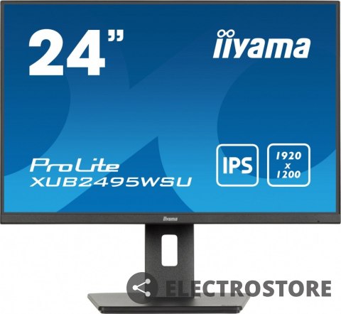 IIYAMA Monitor 24 cale XUB2495WSU-B7 IPS,16:10,300cd,4ms,HDMI,DP,3xUSB(3.2), 1xUSB-c,2x2W,FlickerFree,HAS(150mm)