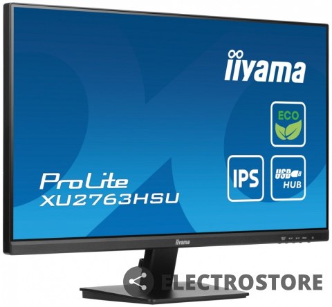 IIYAMA Monitor 27 cali ProLite XU2763HSU-B1 IPS,100HZ,ECO,3ms,SLIM,HDMI,DP,2x USB3.2 TCO,EPEAT IIYAMA Monitor 27 cali ProLite XU2763HSU-B1 IPS,100HZ,ECO,3ms,SLIM,HDMI,DP,2x USB3.2 TCO,EPEAT
