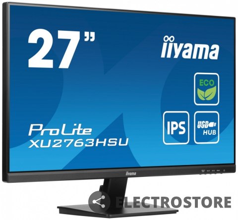 IIYAMA Monitor 27 cali ProLite XU2763HSU-B1 IPS,100HZ,ECO,3ms,SLIM,HDMI,DP,2x USB3.2 TCO,EPEAT IIYAMA Monitor 27 cali ProLite XU2763HSU-B1 IPS,100HZ,ECO,3ms,SLIM,HDMI,DP,2x USB3.2 TCO,EPEAT