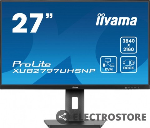 IIYAMA Monitor 27 cali XUB2797UHSNP-B1, 4K, IPS, DP, HDMI, USB-C, Pivot, HAS /5y/