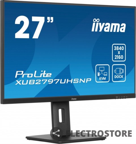 IIYAMA Monitor 27 cali XUB2797UHSNP-B1, 4K, IPS, DP, HDMI, USB-C, Pivot, HAS /5y/ IIYAMA Monitor 27 cali XUB2797UHSNP-B1, 4K, IPS, DP, HDMI, USB-C, Pivot, HAS /5y/