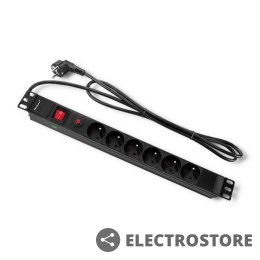 Qoltec Listwa zasilająca do RACK 19cali | 1U | 6A | PDU | 6xSCHUKO | 2m