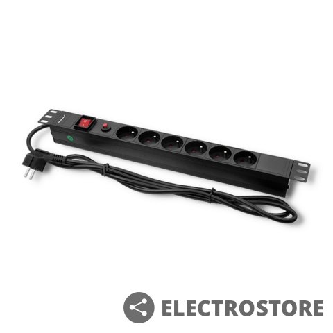 Qoltec Listwa zasilająca do RACK 19cali | 1U | 6A | PDU | 6xSCHUKO | 2m Qoltec Listwa zasilająca do RACK 19cali | 1U | 6A | PDU | 6xSCHUKO | 2m