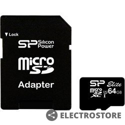 Silicon Power Karta pamięci microSDXC Elite 64GB CL10/UHS-1 100/80 MB/s Elite + adapter