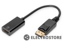 Digitus Kabel adapter DisplayPort z zatrzaskiem 1080p 60Hz FHD Typ DP/HDMI A M/Ż 0,2m Czarny