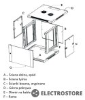 Extralink Szafka wisząca rack 4U 600x450 szara szklane drzwi