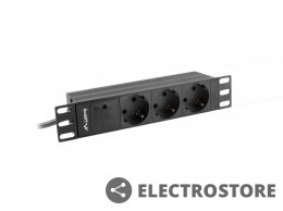 Lanberg Listwa zasilająca Rack PDU 10 cali 1U 3x Schuko 2m 10A czarna C14