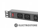 Lanberg Listwa zasilająca Rack PDU 19 cali 1U 16A 2X C19 8X IEC C13 czarny C20