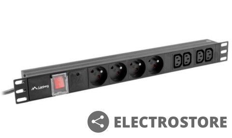 Lanberg Listwa zasilająca Rack PDU 1U 10A 4X 230V PL 4X IEC C13 2m C14 czarna