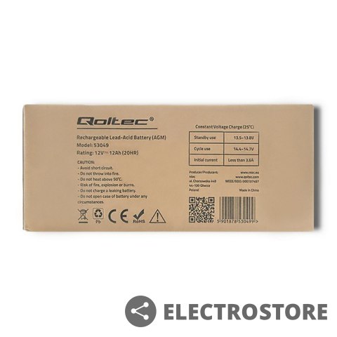 Qoltec Akumulator AGM 12V | 12Ah Qoltec Akumulator AGM 12V | 12Ah