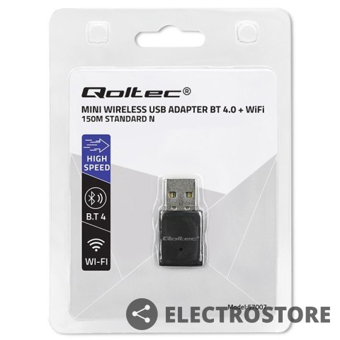 Qoltec Bezprzewodowy mini adapter Wi-Fi | BT 4.0 USB | standard N Qoltec Bezprzewodowy mini adapter Wi-Fi | BT 4.0 USB | standard N