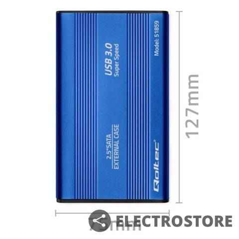 Qoltec Obudowa na dysk HDD/SSD 2.5 cala SATA3 | USB 3.0 | Niebieska Qoltec Obudowa na dysk HDD/SSD 2.5 cala SATA3 | USB 3.0 | Niebieska