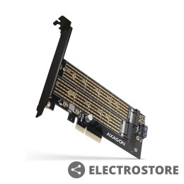 AXAGON PCEM2-D Adapter wewnętrzny PCIe x4, 1x M.2 NVMe M-key + 1x SATA B-key slot, SP & LP