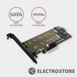 AXAGON PCEM2-D Adapter wewnętrzny PCIe x4, 1x M.2 NVMe M-key + 1x SATA B-key slot, SP & LP