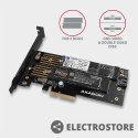 AXAGON PCEM2-D Adapter wewnętrzny PCIe x4, 1x M.2 NVMe M-key + 1x SATA B-key slot, SP & LP