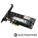 AXAGON PCEM2-DC Adapter wewnętrzny PCIe x4, 1x M.2 NVMe M-key + 1x SATA B-key slot, chłodnica, SP & LP + radiator