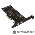 AXAGON PCEM2-DC Adapter wewnętrzny PCIe x4, 1x M.2 NVMe M-key + 1x SATA B-key slot, chłodnica, SP & LP + radiator