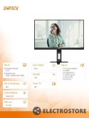 AOC Monitor 24P3CV 23.8 cali IPS HDMI DP USB-C Pivot