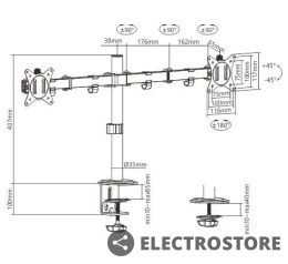 Gembird Ramię dla dwóch monitorów biurkowe (regulowane), 17 cale- 32 cale, do 9kg