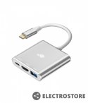 TB Adapter HUB USB C 3w1 - HDMI, USB, PD srebrny