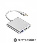 TB Adapter HUB USB C 3w1 - HDMI, USB, PD srebrny