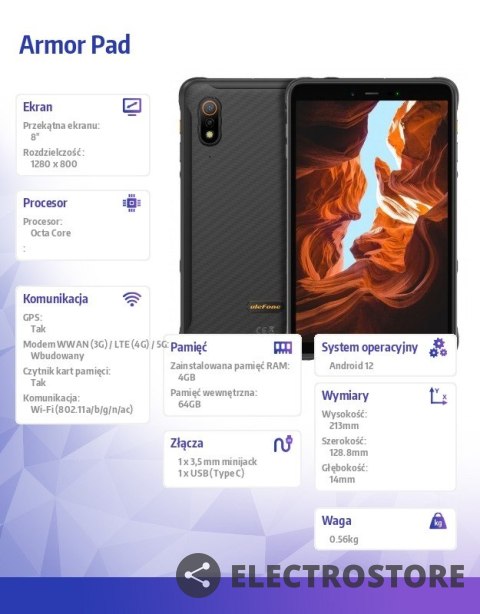 ULEFONE Tablet Armor Pad 4G 8 cali 4/64GB czarny ULEFONE Tablet Armor Pad 4G 8 cali 4/64GB czarny