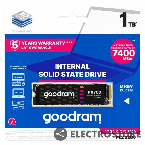 GOODRAM Dysk SSD PX700 1TB M.2 PCIe 2280 4x4 7400/6500MB/s