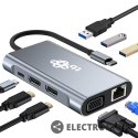 TB HUB Adapter USB C 8w1 HDMIx2 USB VGA RJ45 PD