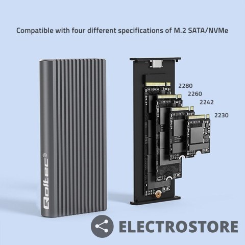 Qoltec Obudowa | kieszeń na dysk M.2 SSD | SATA | NVMe | RGB LED | USB-C| 4TB Qoltec Obudowa | kieszeń na dysk M.2 SSD | SATA | NVMe | RGB LED | USB-C| 4TB