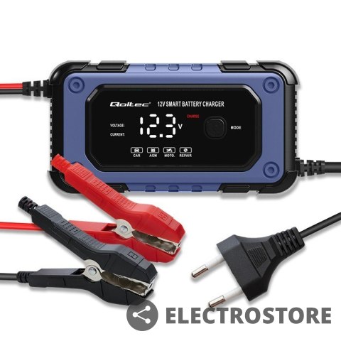 Qoltec Prostownik do akumulatora z funkcją naprawy | inteligentna mikroprocesowa ładowarka | 12V | 6A | LED | 4 tryby Qoltec Prostownik do akumulatora z funkcją naprawy | inteligentna mikroprocesowa ładowarka | 12V | 6A | LED | 4 tryby