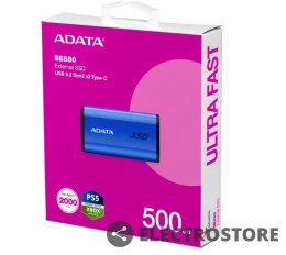 Adata Dysk zewnętrzny SSD SE880 500 GB USB3.2A/C Gen2x2 Niebieski