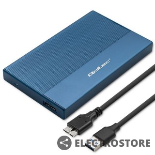Qoltec Obudowa | Kieszeń na dysk SSD HDD 2.5" | SATA | USB 3.0 | Super speed 5Gb/s | 2TB | Niebieskia